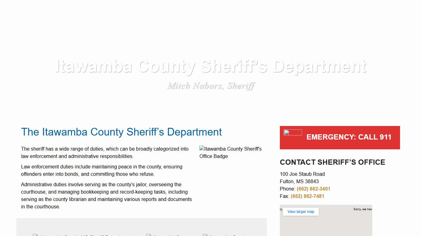 Itawamba County Sheriff’s Department Itawamba County, MS