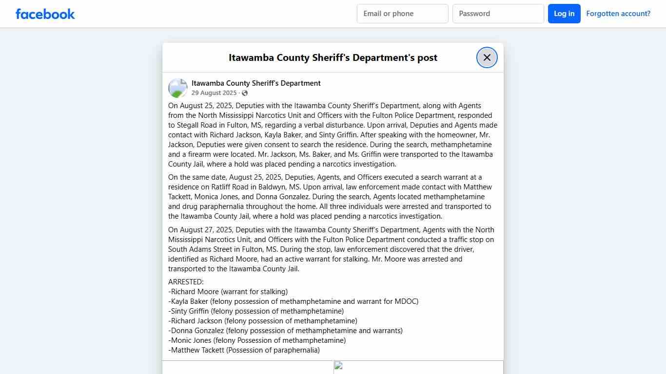 On August 25, 2025,... - Itawamba County Sheriff's Department Facebook
